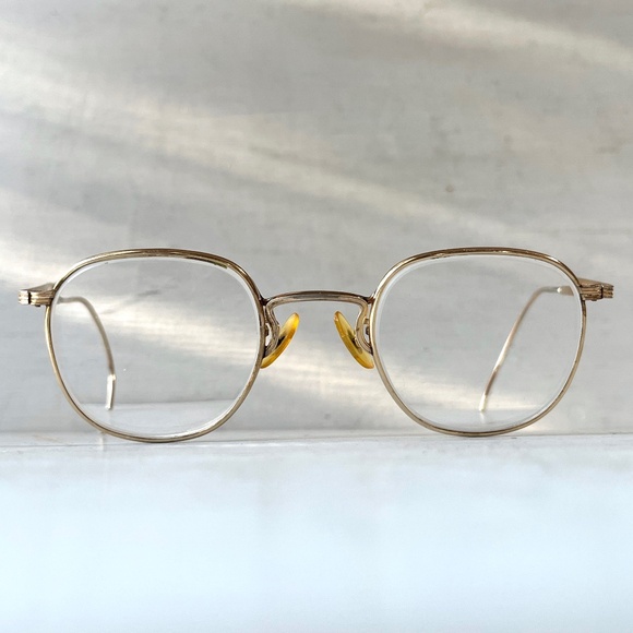 Vintage AO Eyeglasses Square Coil Temple 12k GF Metal Frame Gray Sunglasses Clip - Picture 6 of 16